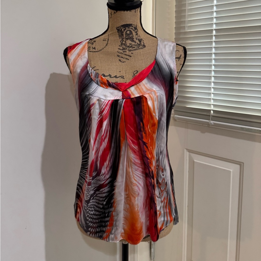 Vibrant Multicolor Sleeveless silk Top size M